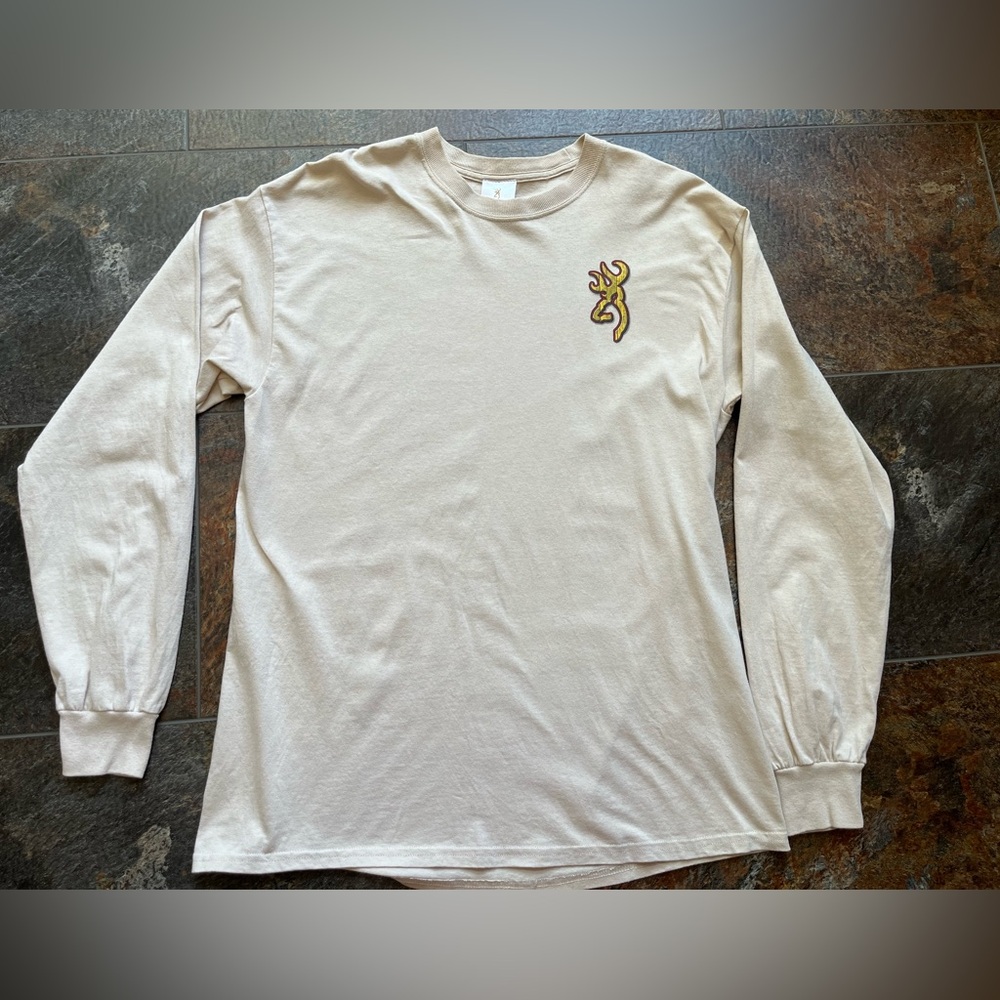 Men’s Browning long sleeve tan/beige graphic tee shirt. Size large - Picture 3 of 11